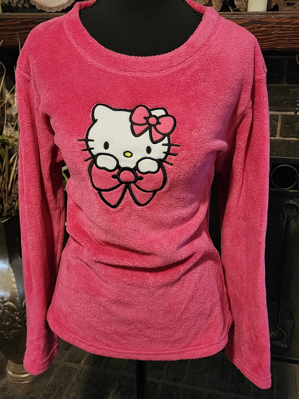 Hello Kitty Pink Plush Long Sleeve Pajama Top